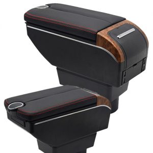 Apexi Perodua Aruz Car Armrest Mahogany Center Console Box with Cup Holder, USB Port Charging